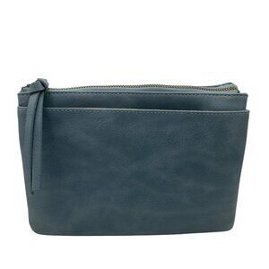 Light Blue Joy Susan Vegan Leather Double Compartment Clutch *AS IS*